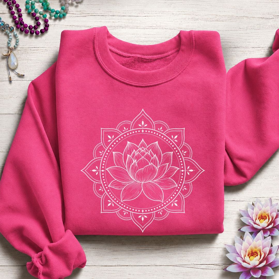 Natural Lotus Mandala Sweatshirt Heliconia