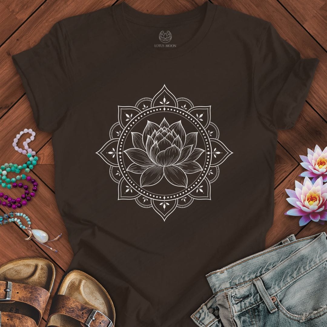 Printify T-Shirt Natural Lotus Mandala Tee Brown / S