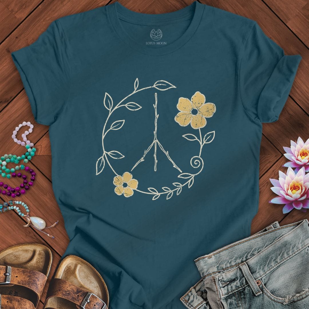 Natural Peace Sign Tee Deep Teal