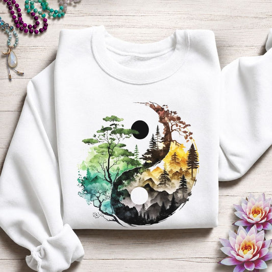 Nature Yin Yang Sweatshirt White