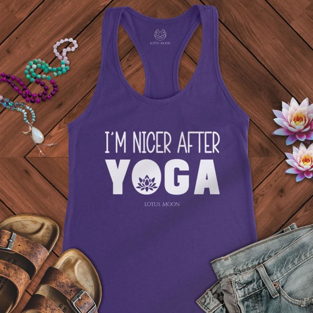 Nicer After Yoga Tank Solid Purple Rush