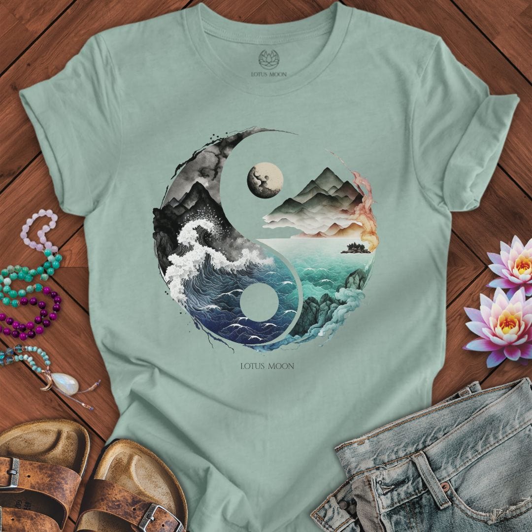 Ocean Yin Yang Tee Dusty Blue