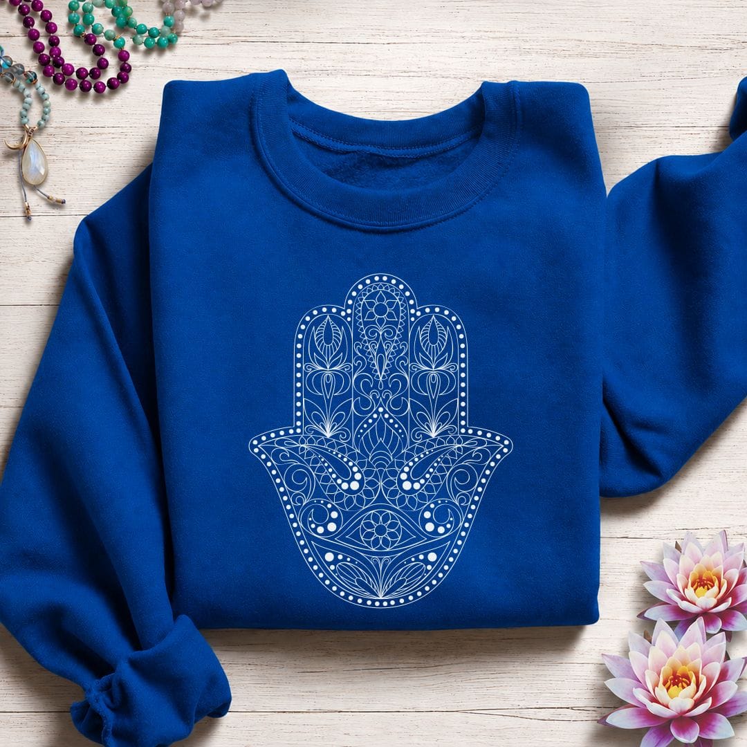 Printify Sweatshirt Ornate Hamsa Sweatshirt Royal / S