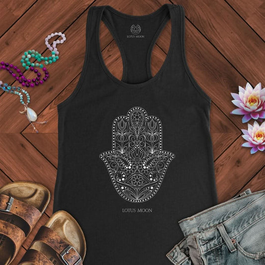 Ornate Hamsa Tank Solid Black