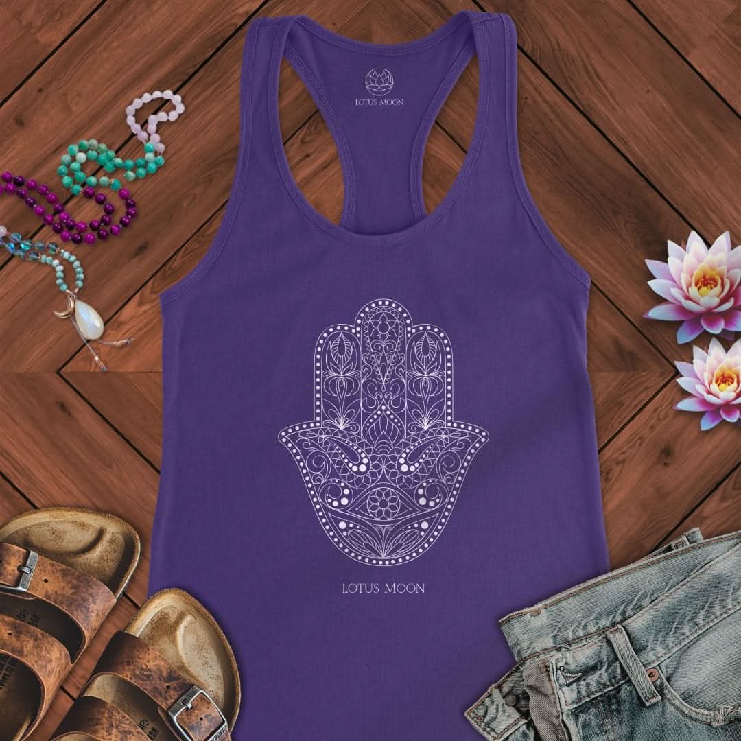Ornate Hamsa Tank Solid Purple Rush