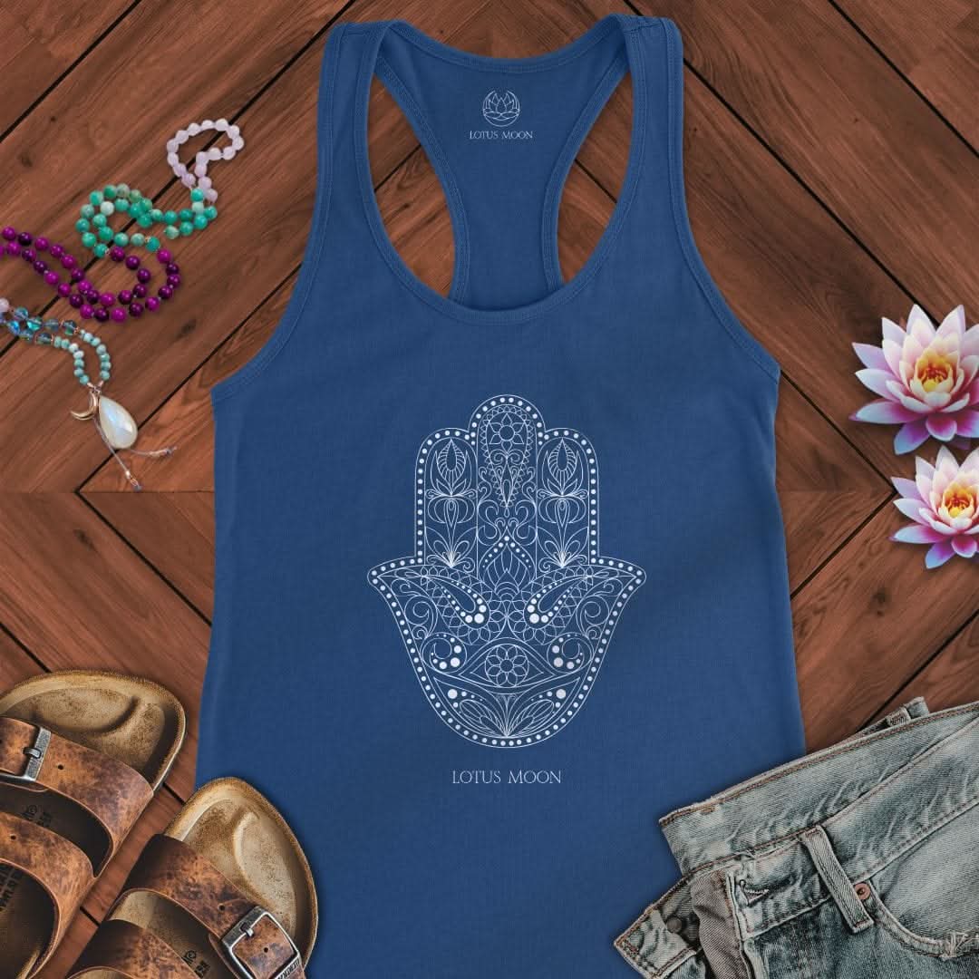 Ornate Hamsa Tank Solid Royal