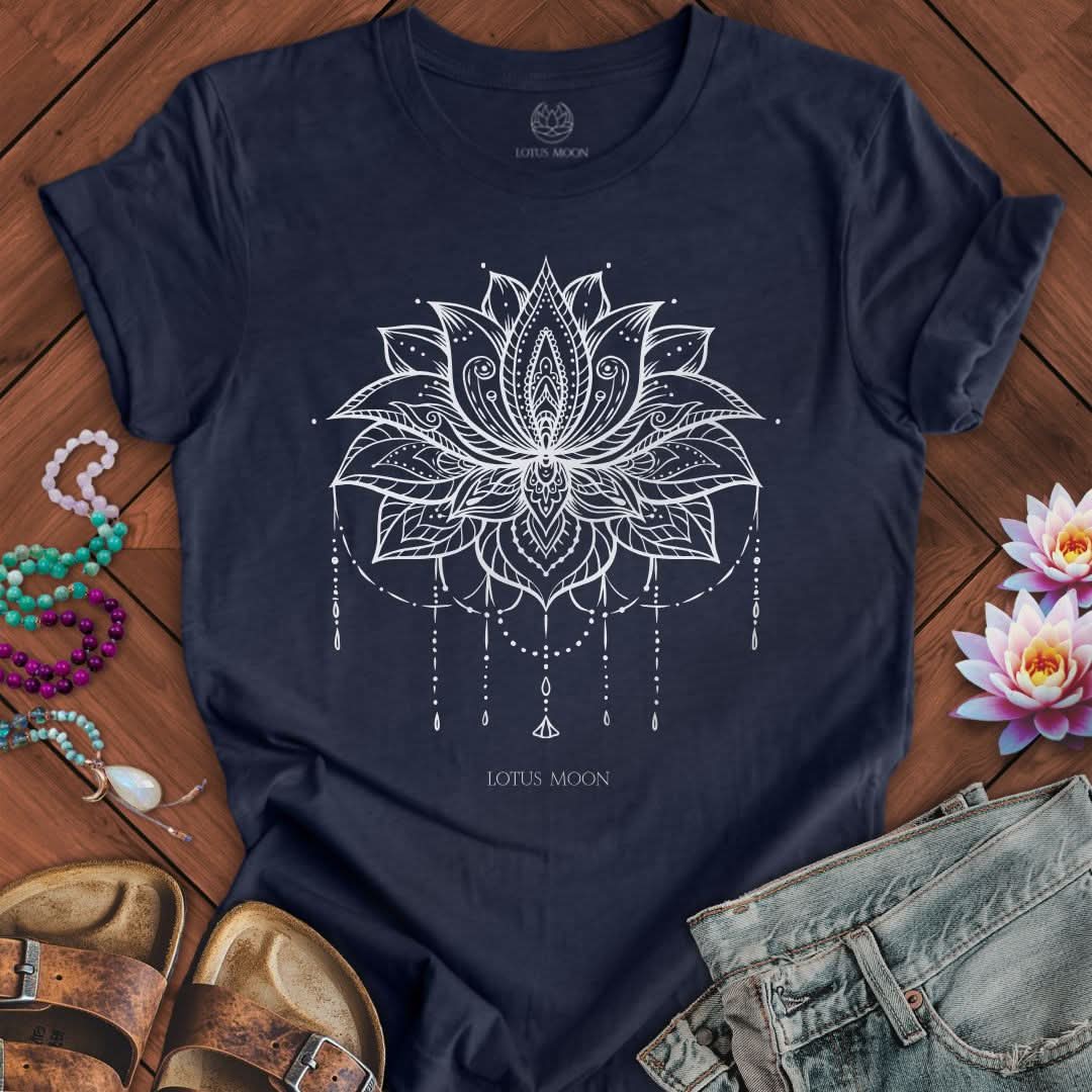 Ornate Lotus Tee Heather Midnight Navy