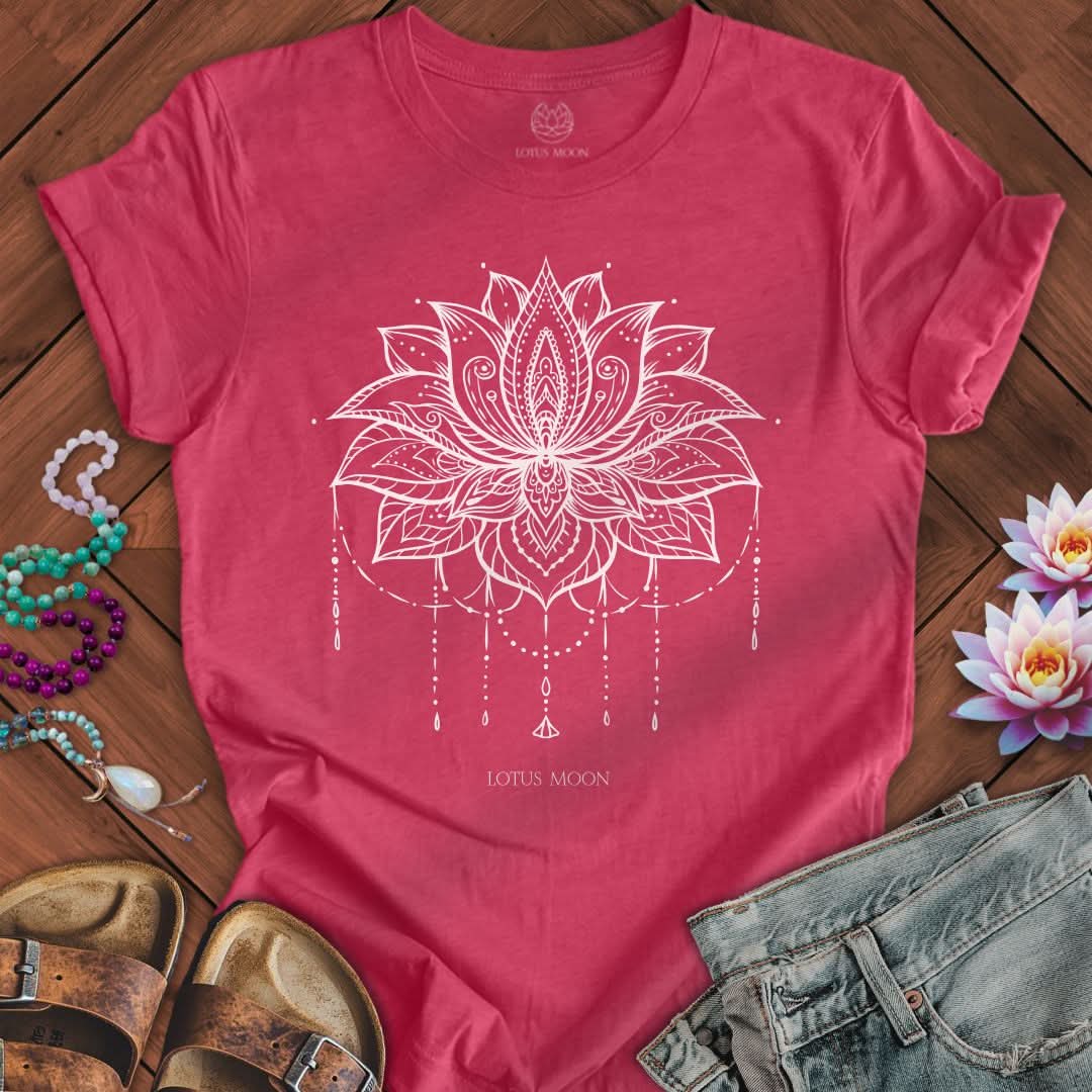 Ornate Lotus Tee Heather Raspberry