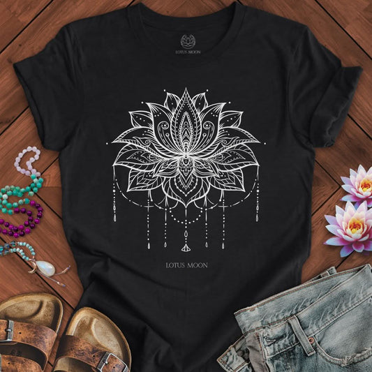 Ornate Lotus Tee Solid Black Blend