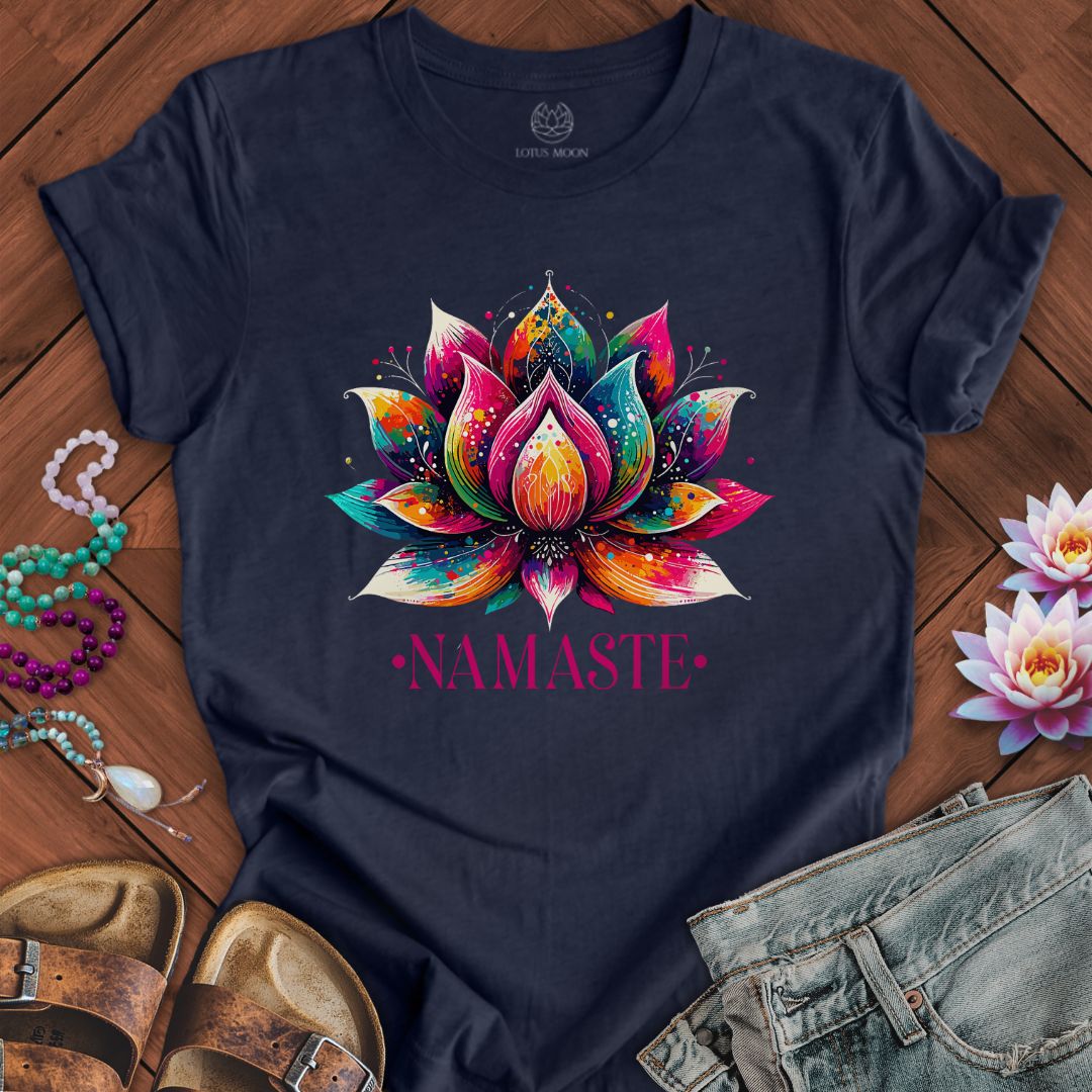 Painted Lotus Tee Heather Midnight Navy