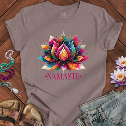 Painted Lotus Tee Pebble Brown