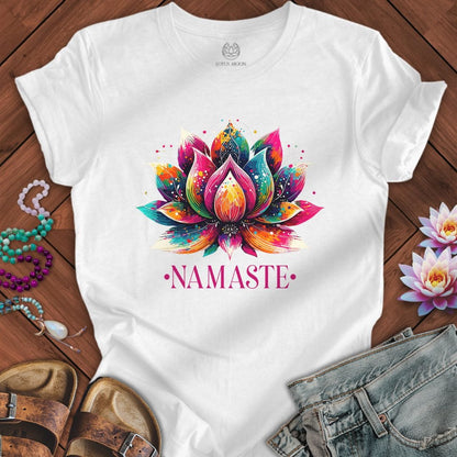 Painted Lotus Tee Solid White Blend