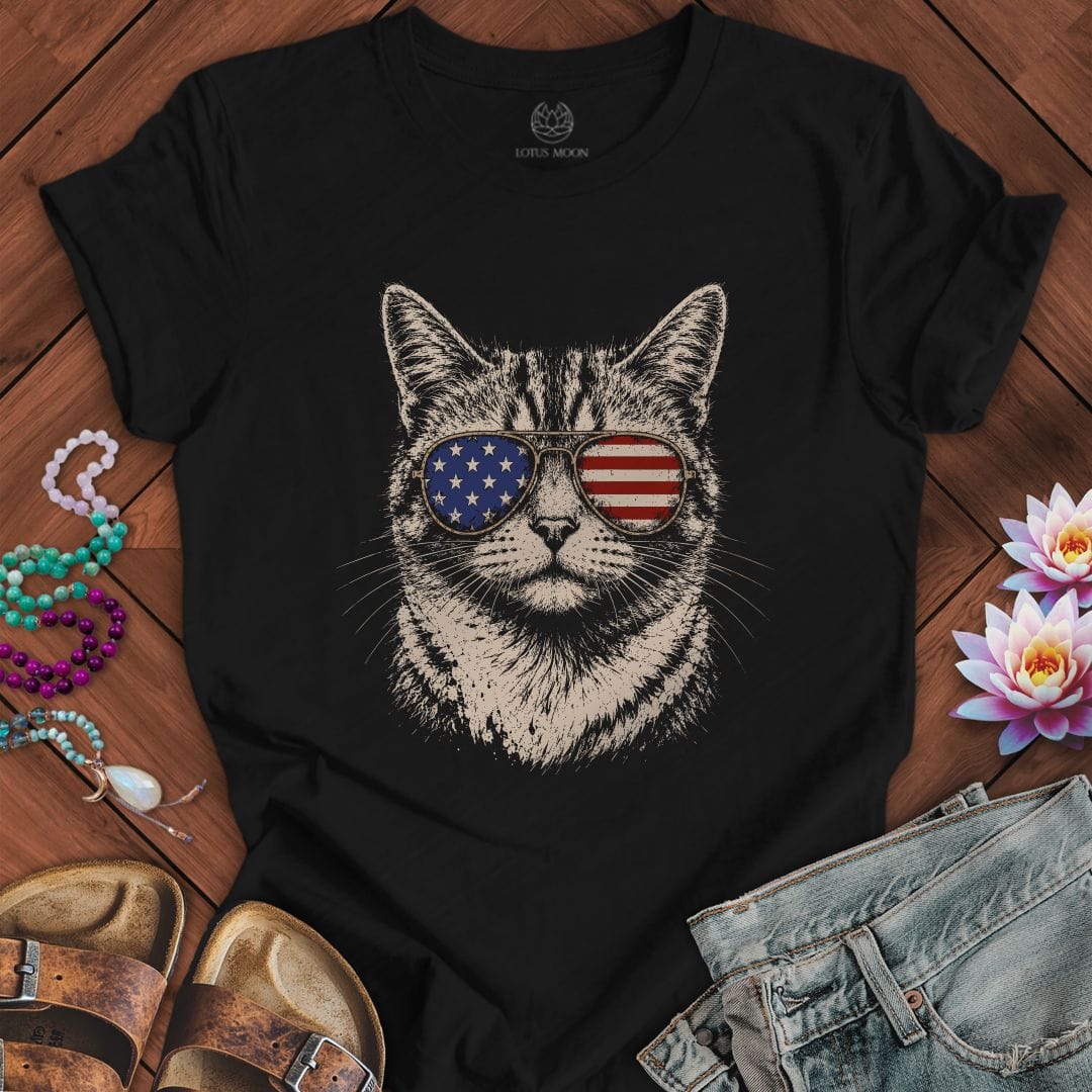Patriotic Cat Tee Black Heather