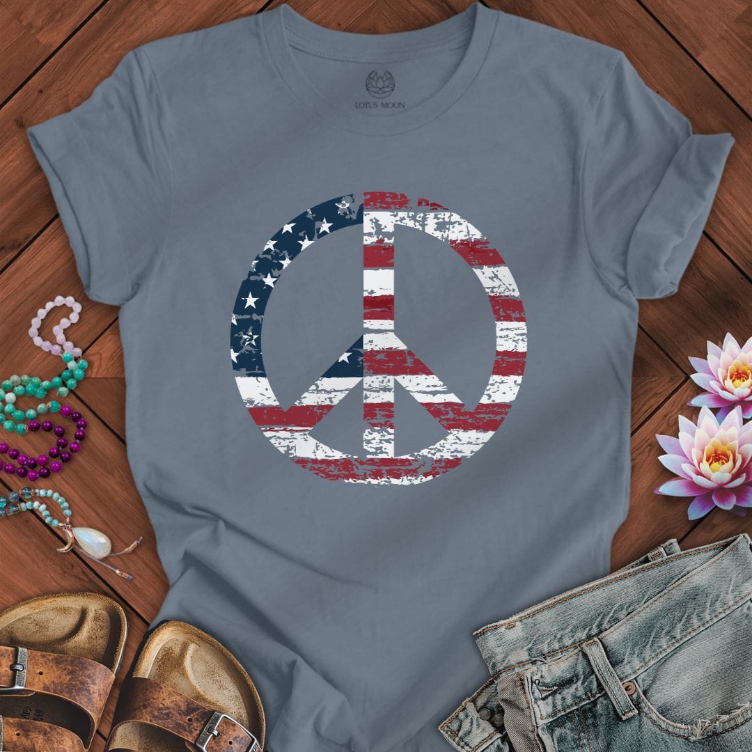 Patriotic Peace Tee Steel Blue