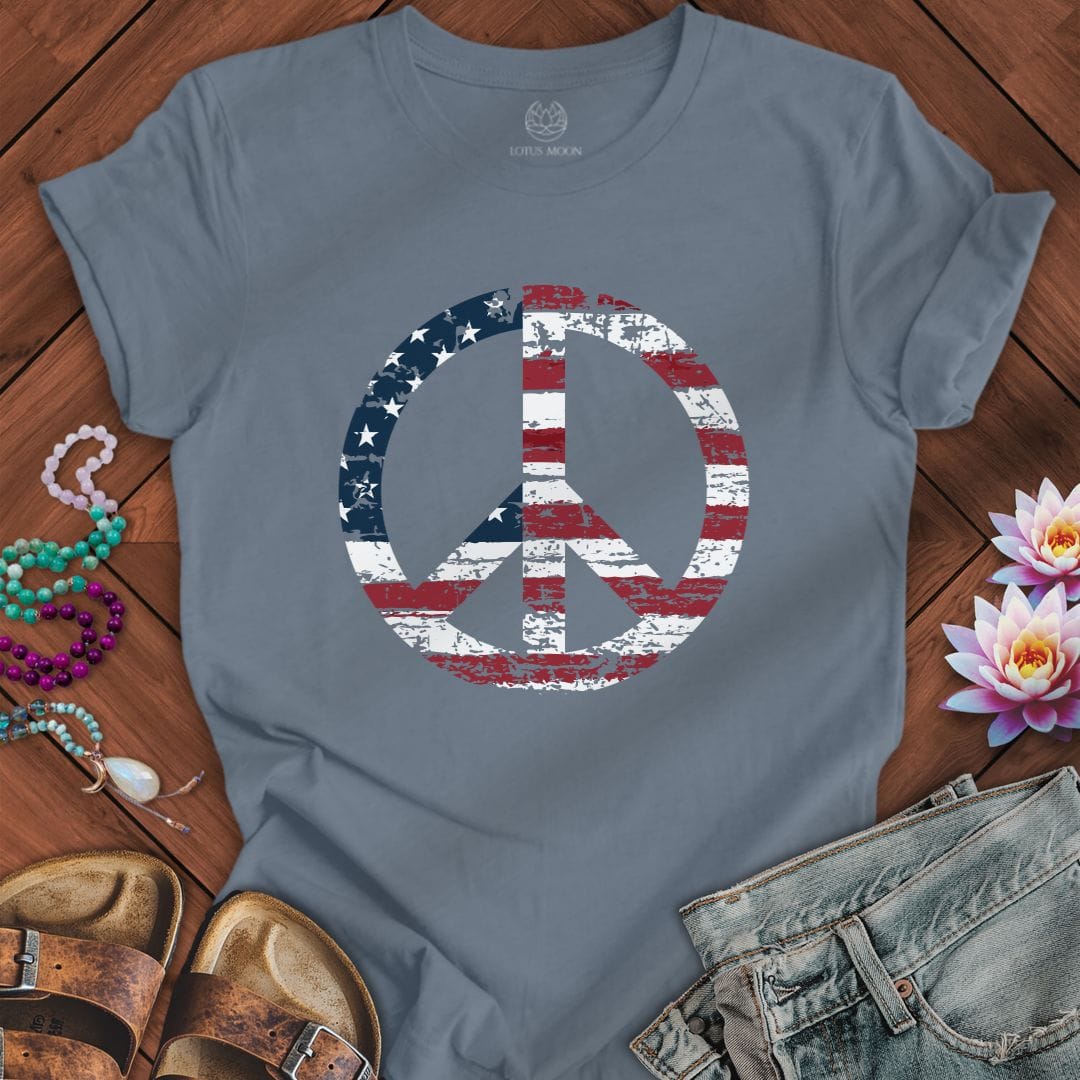 Patriotic Peace Tee Steel Blue