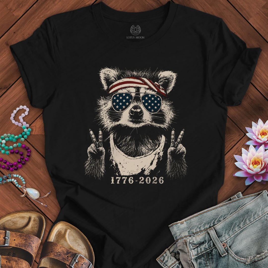 Patriotic Raccoon Tee Black Heather