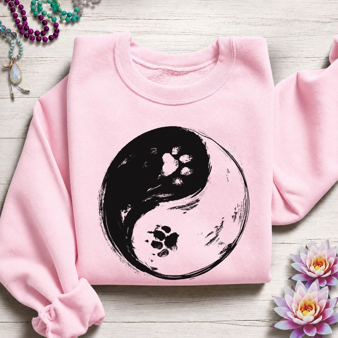 Paw Print Yin Yang Sweatshirt Light Pink
