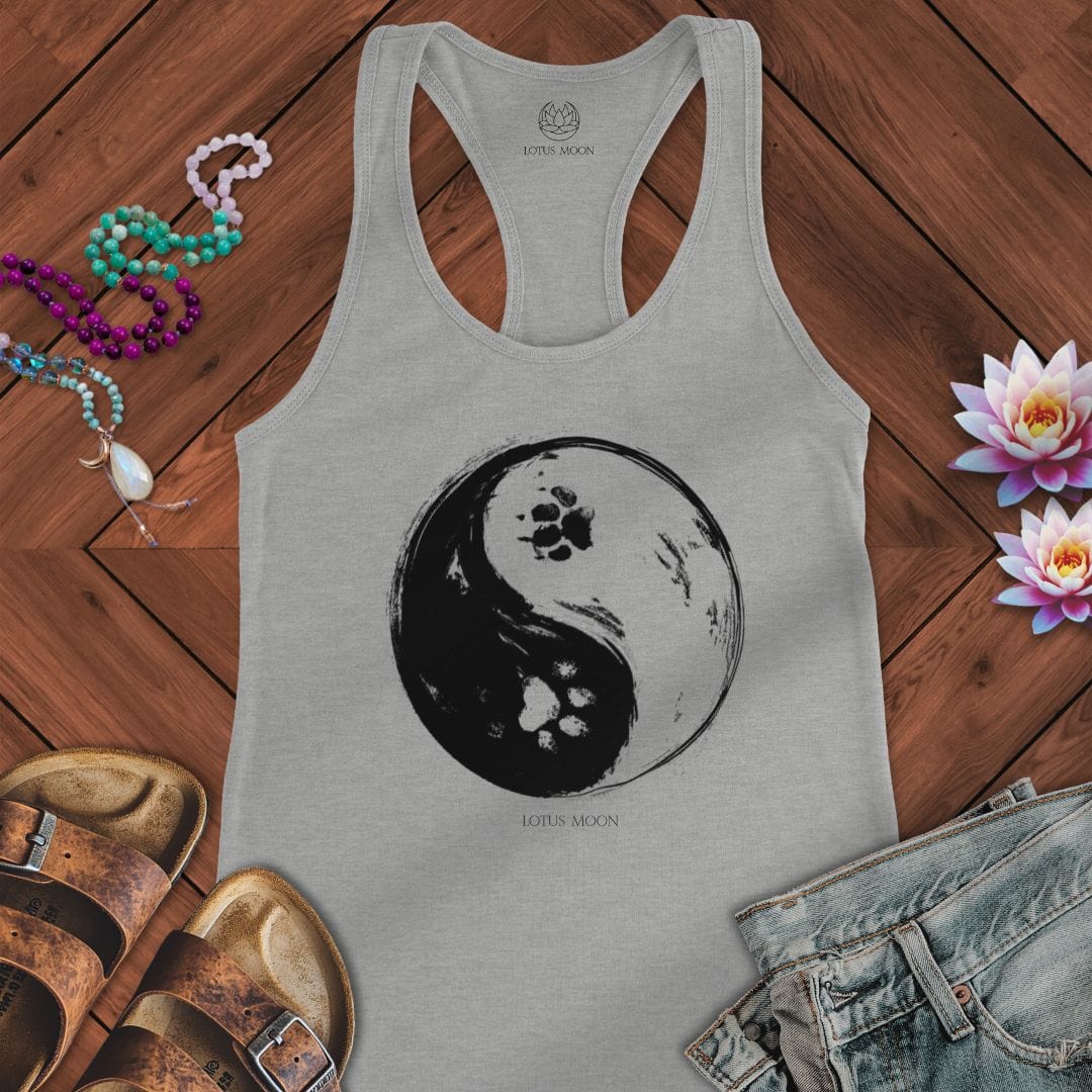 Paw Print Yin Yang Tank Heather Grey