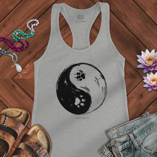 Paw Print Yin Yang Tank Heather Grey