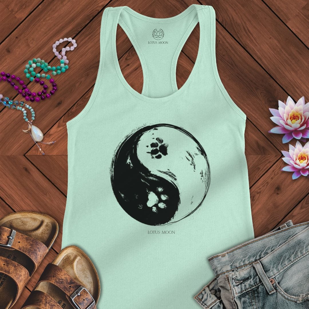 Paw Print Yin Yang Tank Solid Mint