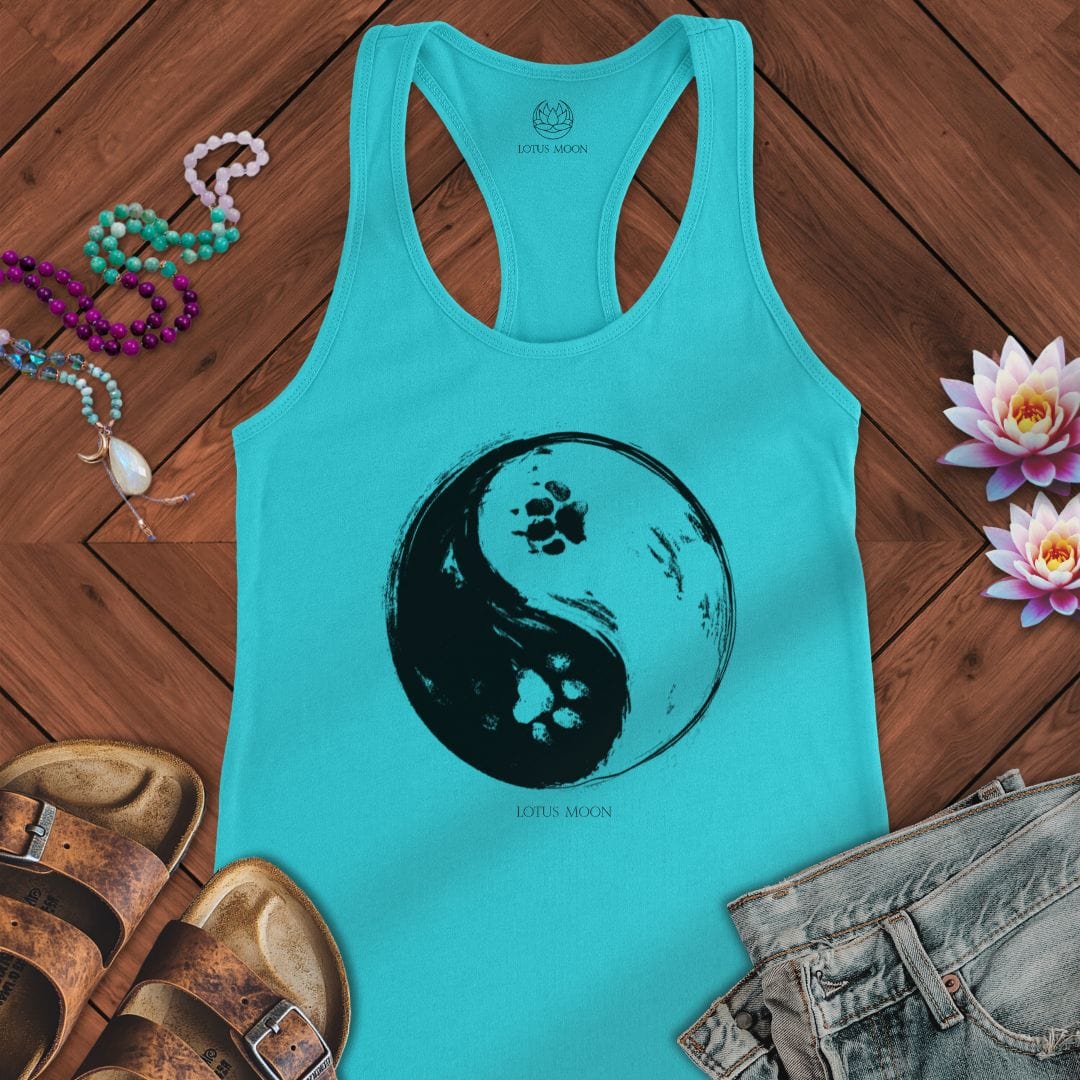 Paw Print Yin Yang Tank Solid Tahiti Blue
