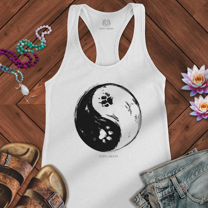 Paw Print Yin Yang Tank Solid White