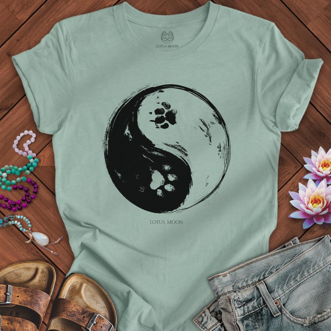 Paw Print Yin Yang Tee Dusty Blue