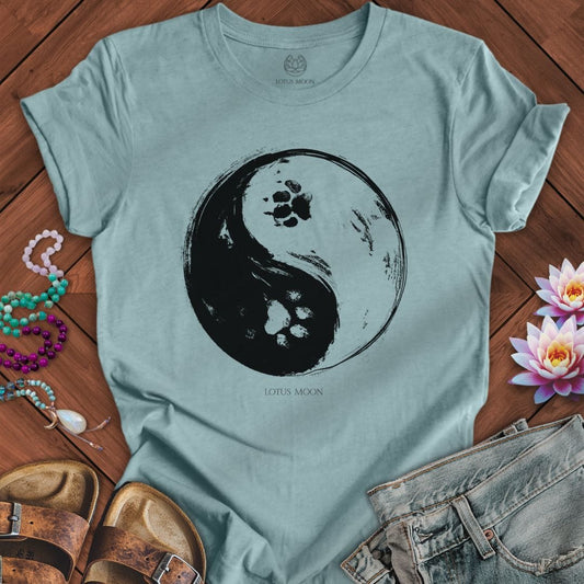 Paw Print Yin Yang Tee Heather Blue Lagoon