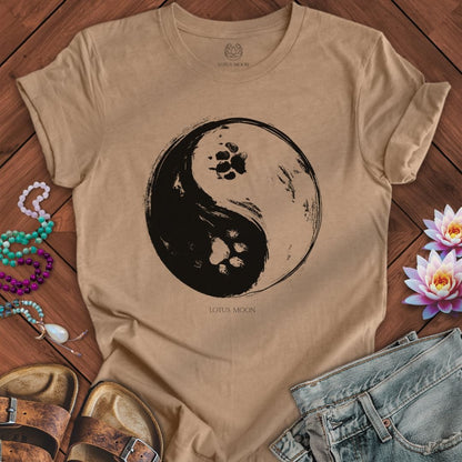 Paw Print Yin Yang Tee Heather Tan