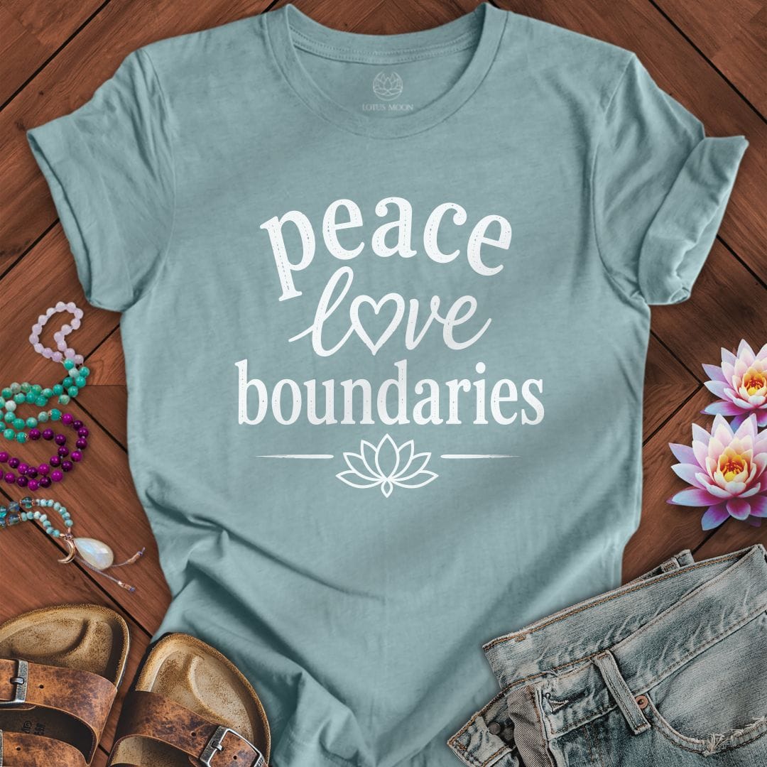 Printify T-Shirt Peace and Boundaries Tee Heather Blue Lagoon / S