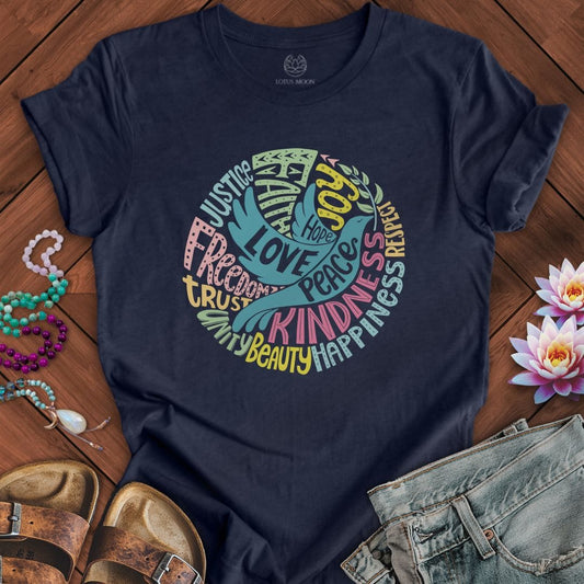 Peace Love Hope Tee Heather Midnight Navy