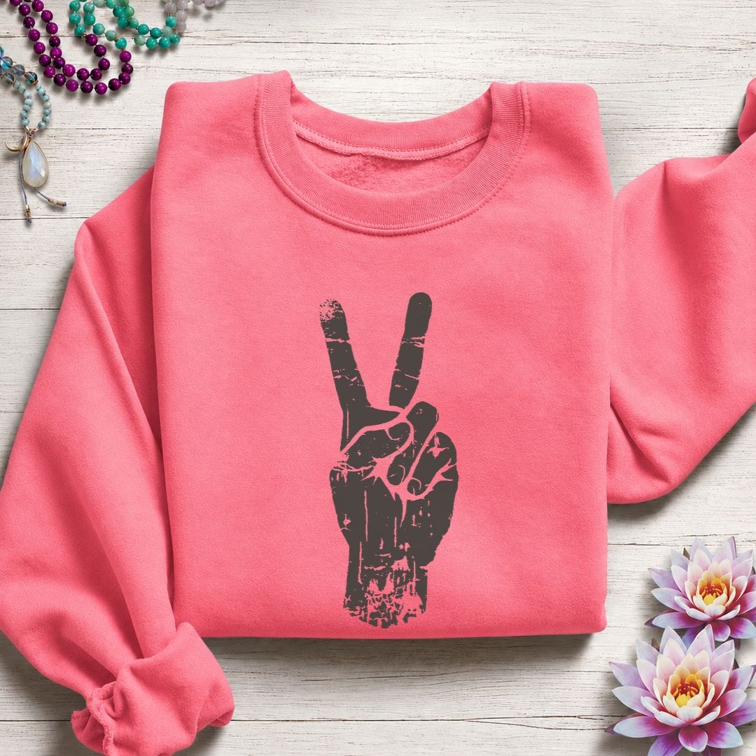 Peace Sweatshirt Safety Pink