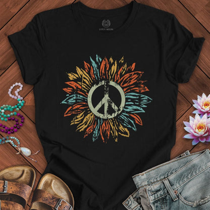 Peaceflower Tee Black Heather