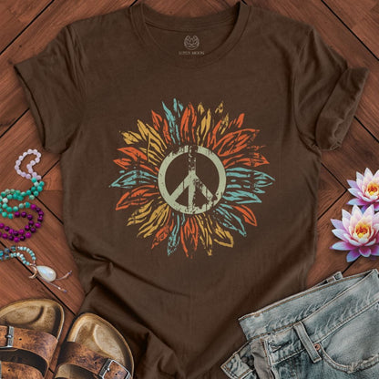 Peaceflower Tee Heather Brown