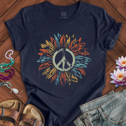 Peaceflower Tee Heather Midnight Navy