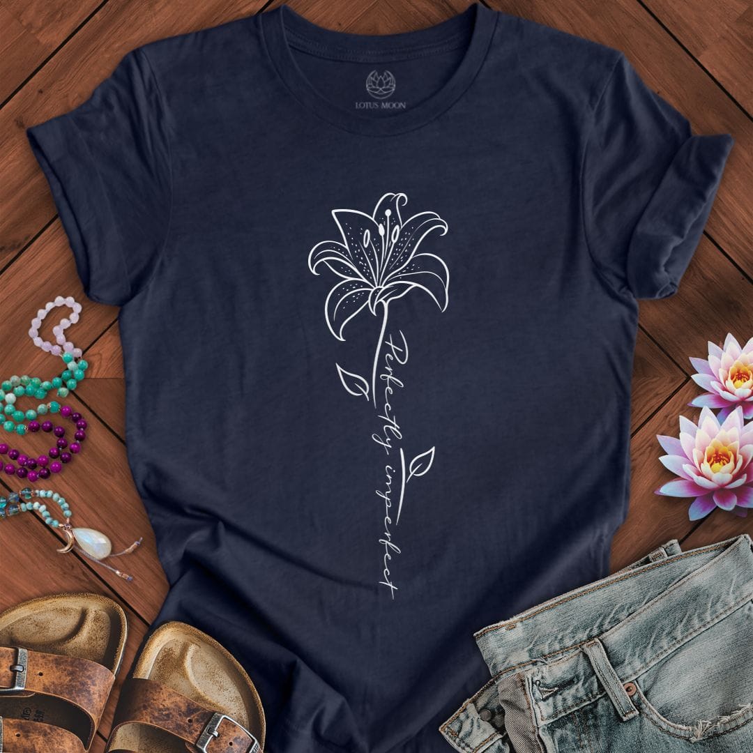Printify T-Shirt Perfectly Imperfect Lily Tee Heather Midnight Navy / S