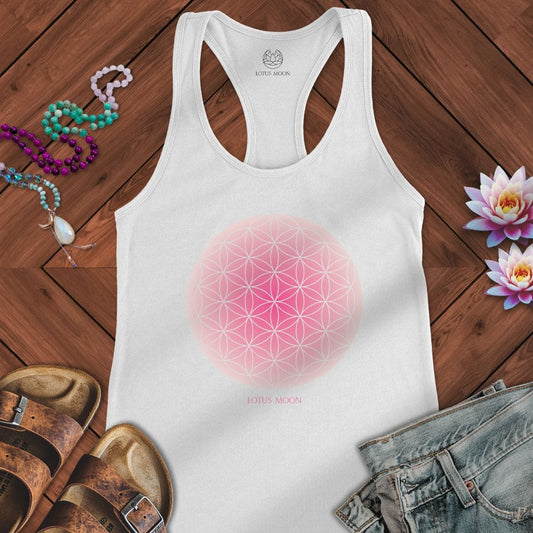 Pink Flower of Life Tank Solid White