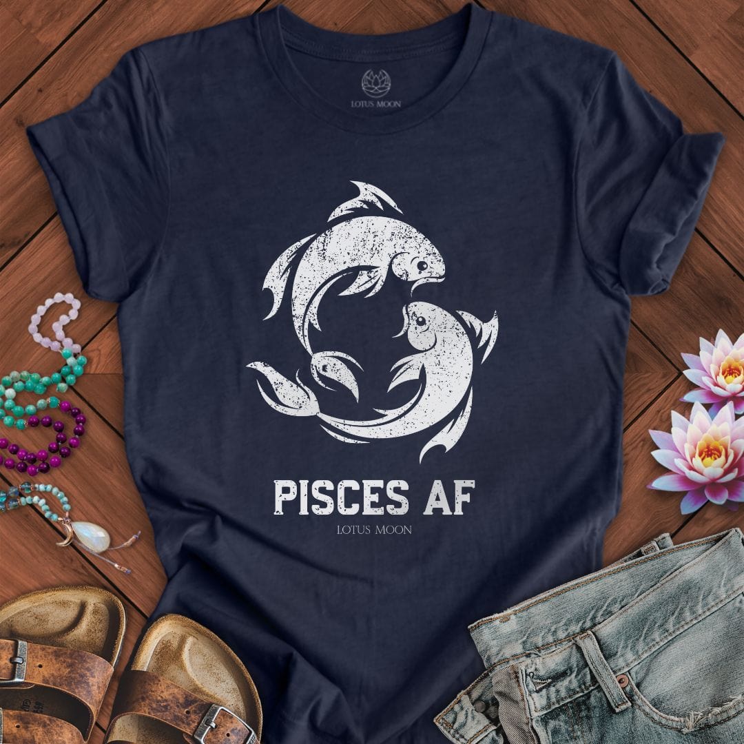 Pisces AF Tee Heather Midnight Navy