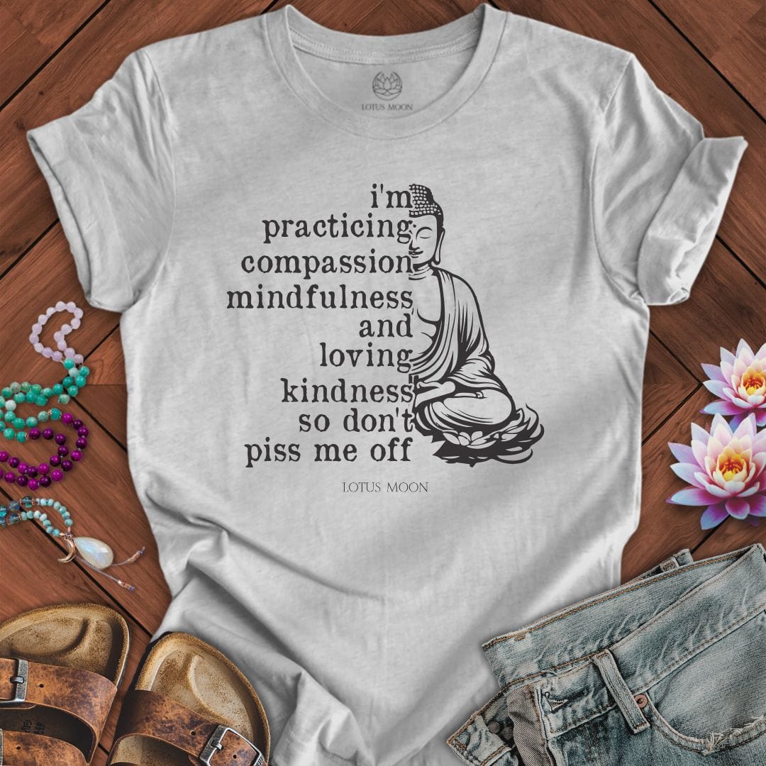 Lotus Moon T-Shirt Practicing Compassion Tee Athletic Heather / S