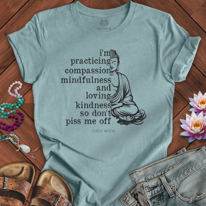 Practicing Compassion Tee Heather Blue Lagoon