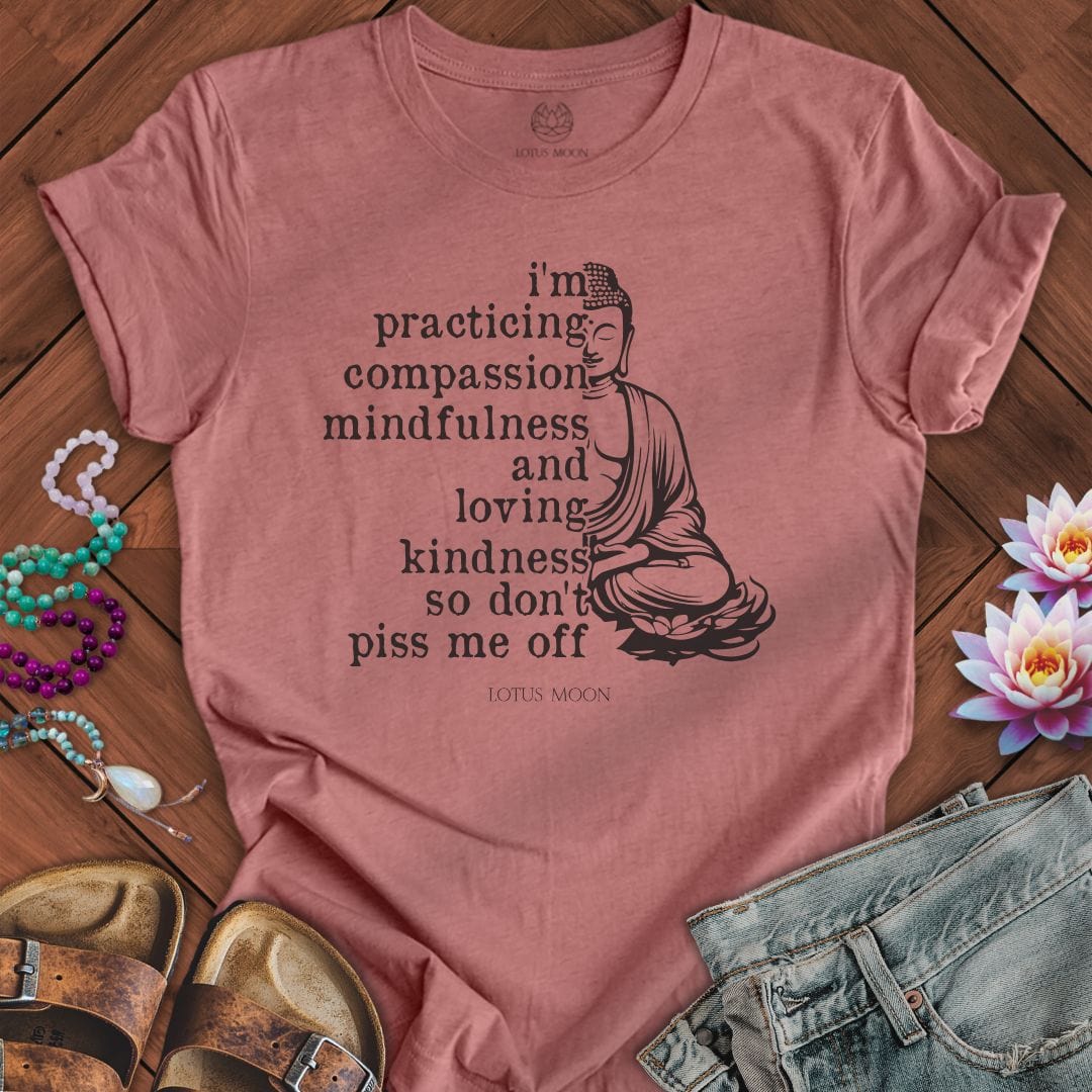Lotus Moon T-Shirt Practicing Compassion Tee Heather Mauve / S