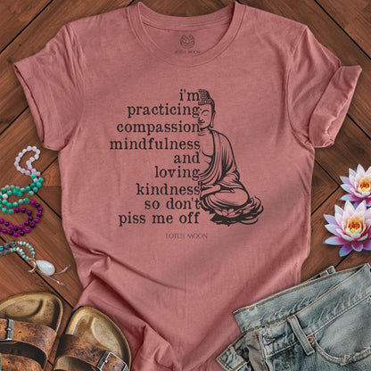 Lotus Moon T-Shirt Practicing Compassion Tee Heather Mauve / S