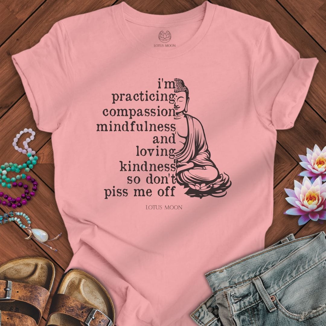 Lotus Moon T-Shirt Practicing Compassion Tee Pink / S
