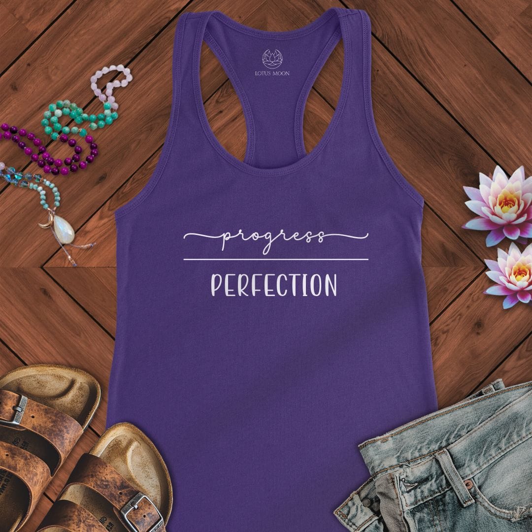 Progress Over Perfection Tank Solid Purple Rush