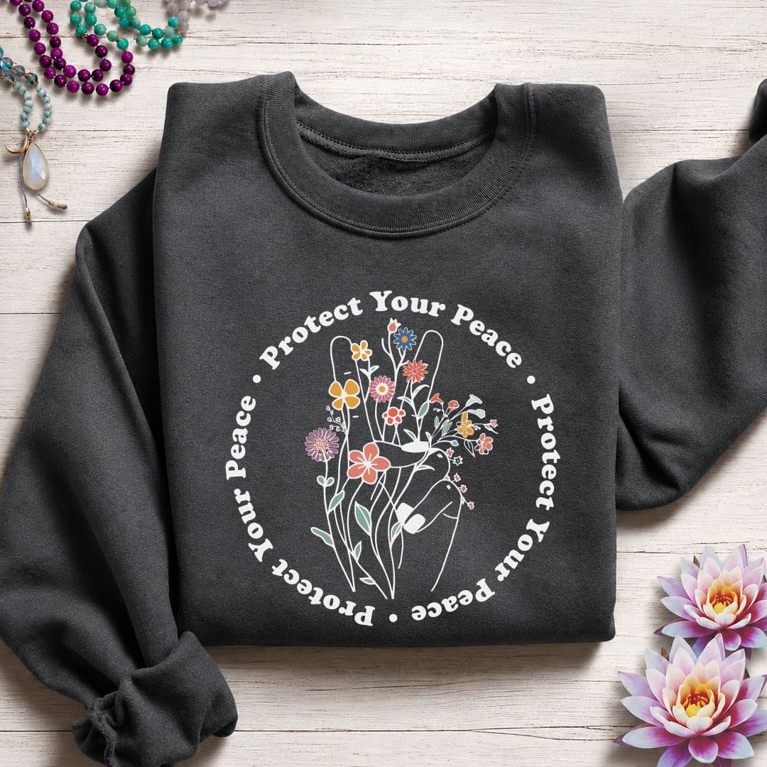 Printify Sweatshirt Protect Your Peace Sweatshirt S / Dark Heather