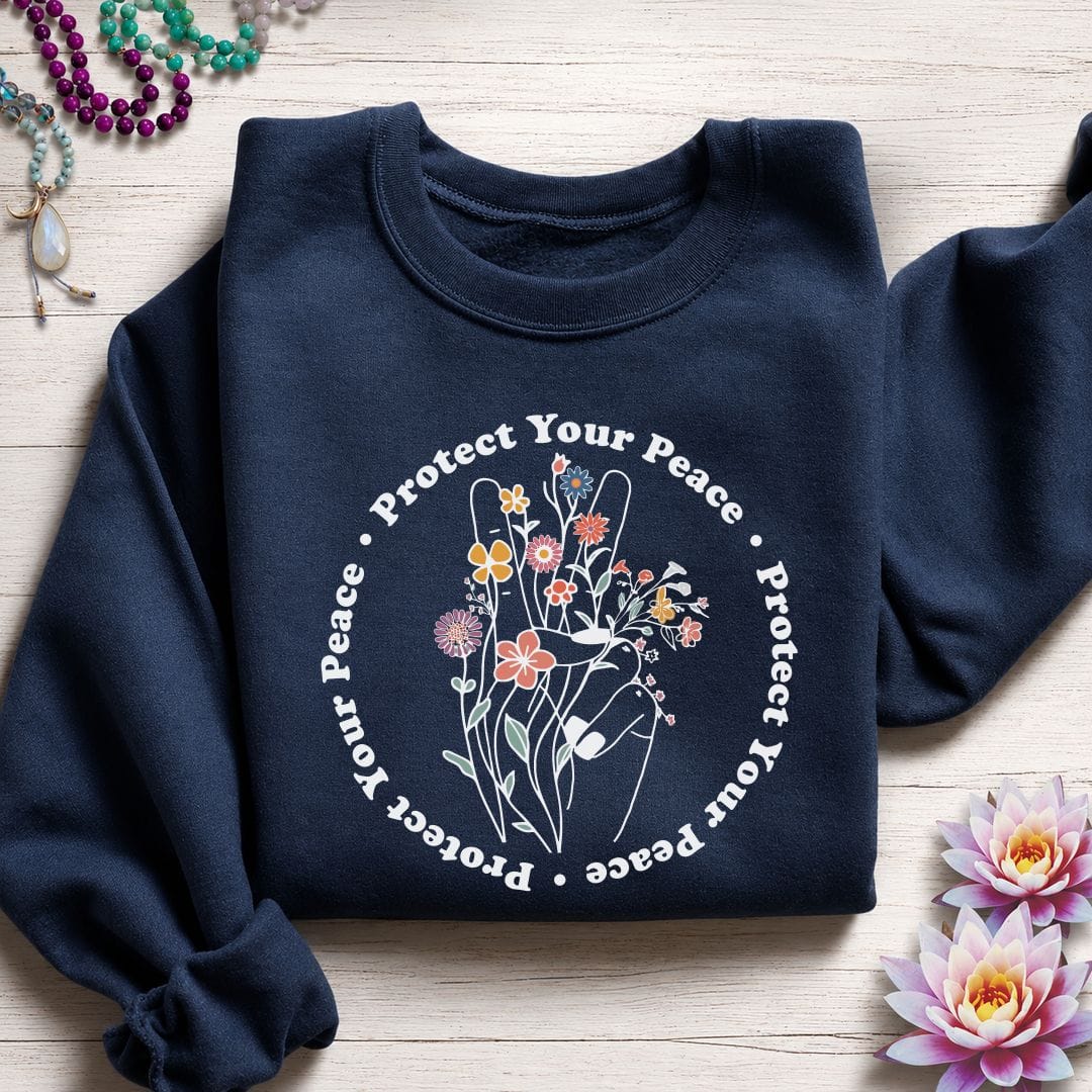 Printify Sweatshirt Protect Your Peace Sweatshirt S / Navy
