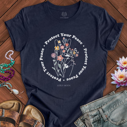 Protect Your Peace Tee Heather Midnight Navy
