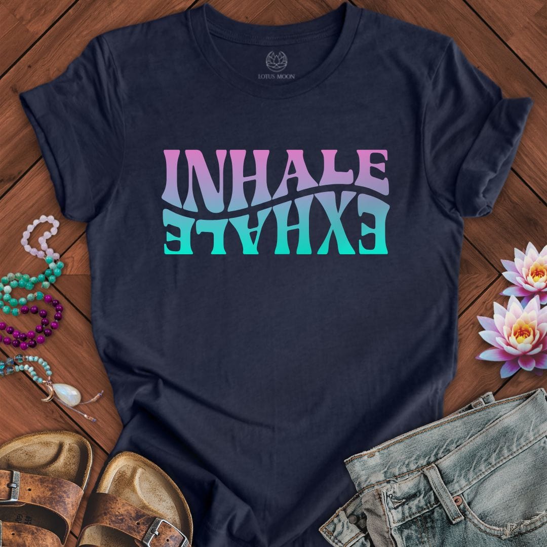 Psychedelic Inhale Exhale Tee Heather Midnight Navy