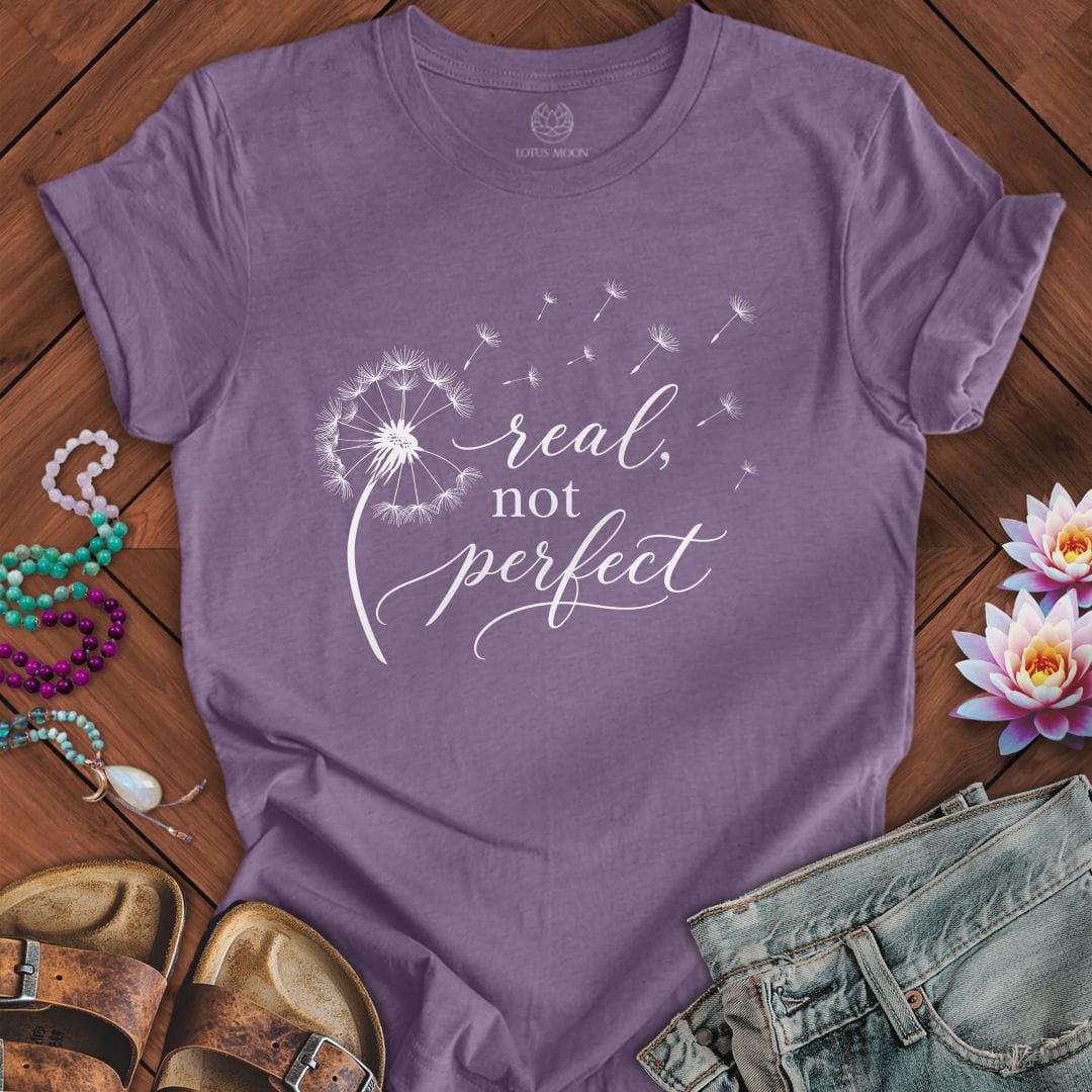 Printify T-Shirt Real Not Perfect Tee Heather Purple / S