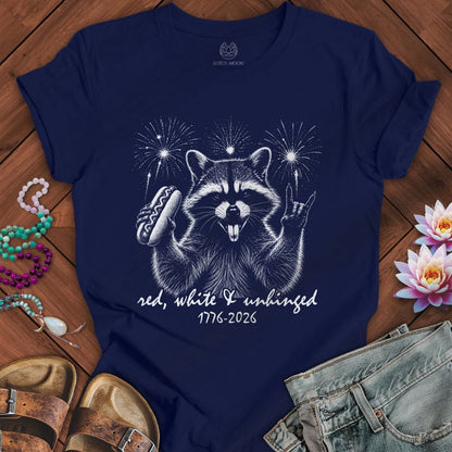 Red White Unhinged Tee Navy